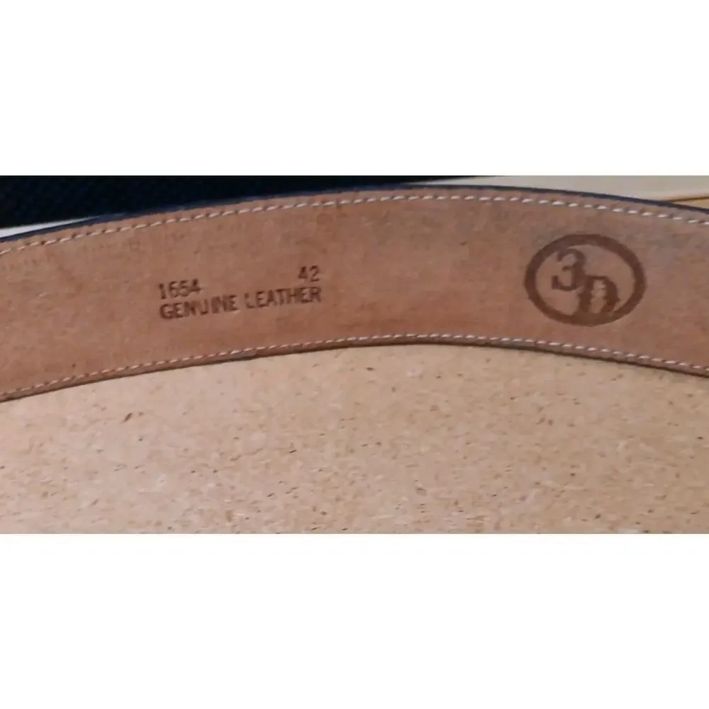 3D Genuine Leather Belt Printed Ostrich 1654 Sz 42 D-Ring Buckle Silver Color